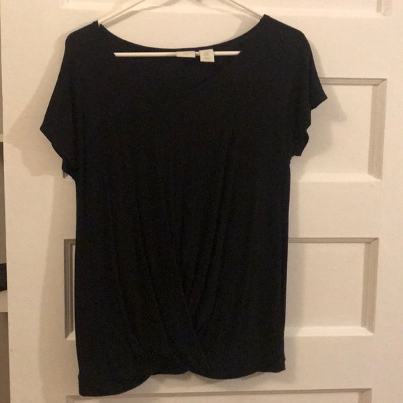 Black t-shirt with draping detail - Picture 1 of 2